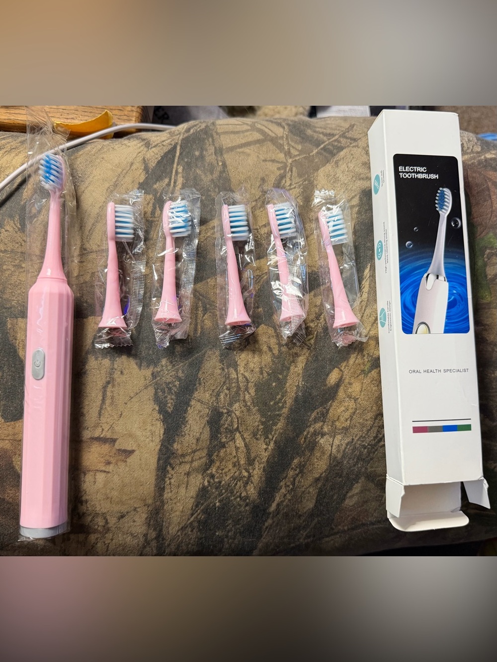 Pink Electric Toothbrush with 5 Replacement Heads